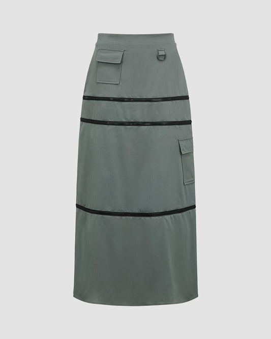 Debbie Striped Cargo Midi Skirt