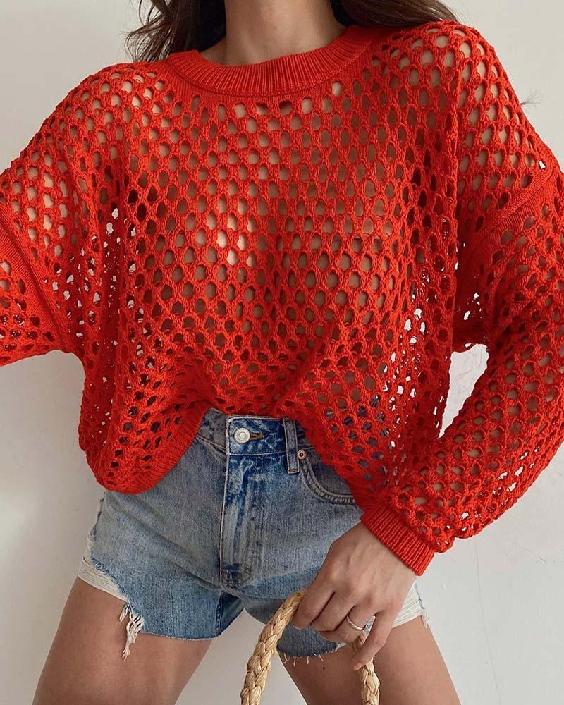 See Through My Body Crochet Oversized Sweater