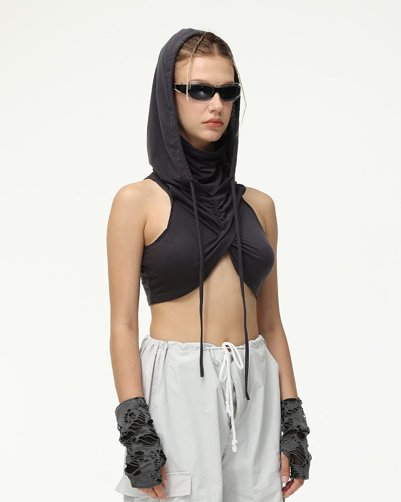 Desert Mask Raider Wrap Top with Hood