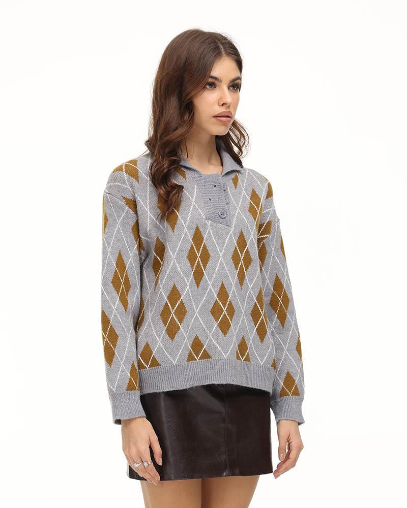 Arelle Argyll Polo Sweater