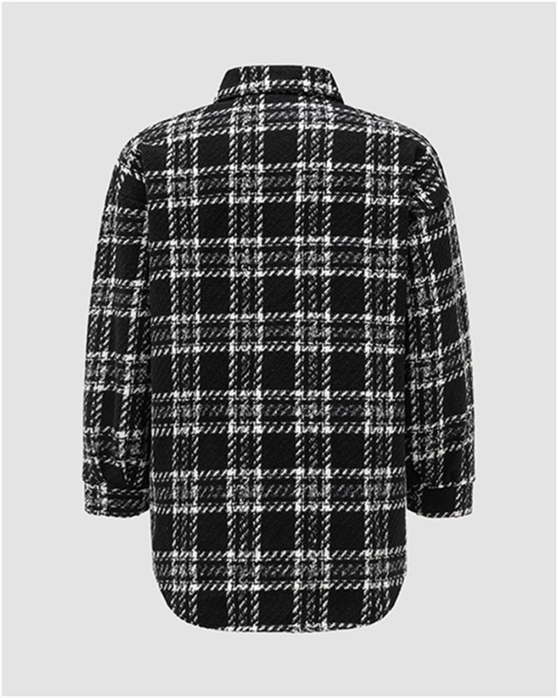 Checkerboard Patterned Wool Coat