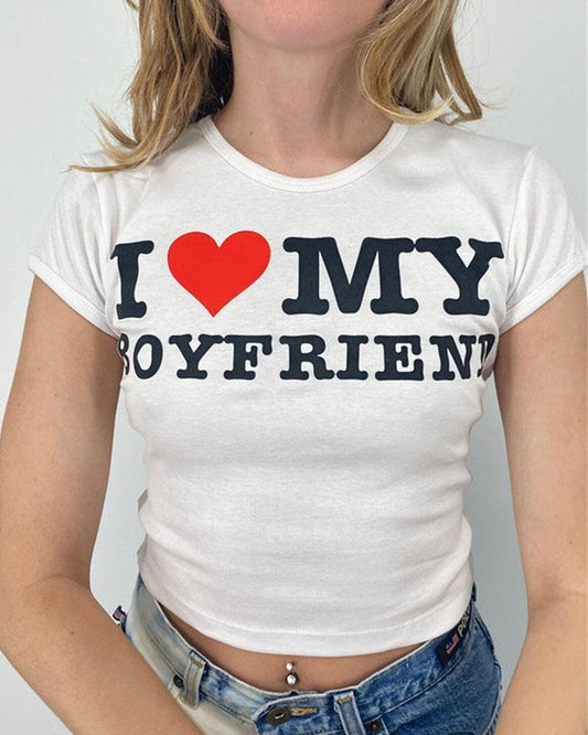 I Heart My Boyfriend Cropped T-Shirt