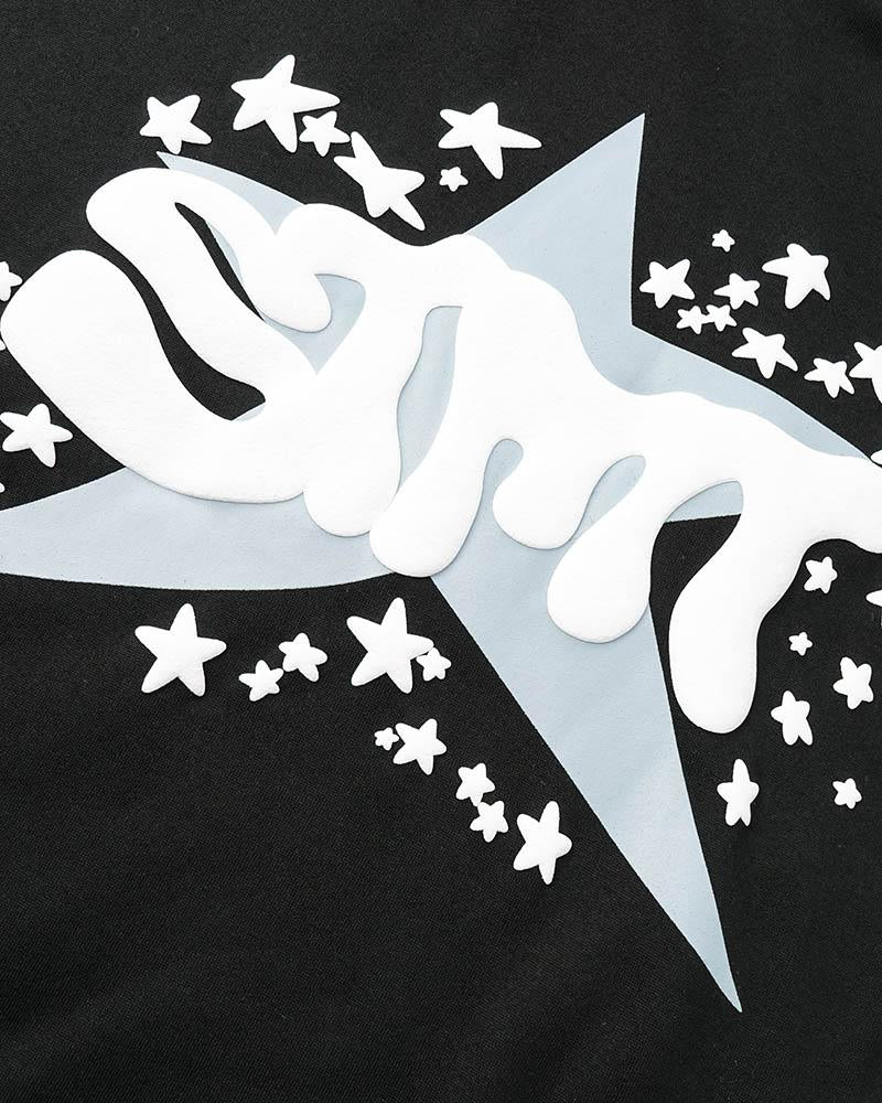 Star Graffiti Print Hoodies