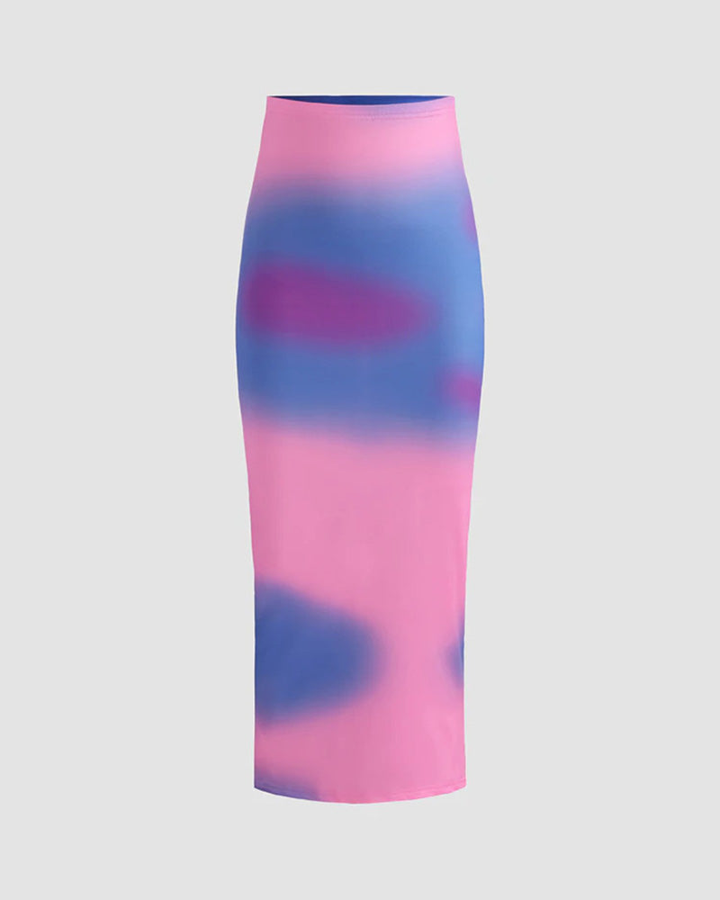 Blurred Saharan Breeze Long Skirt