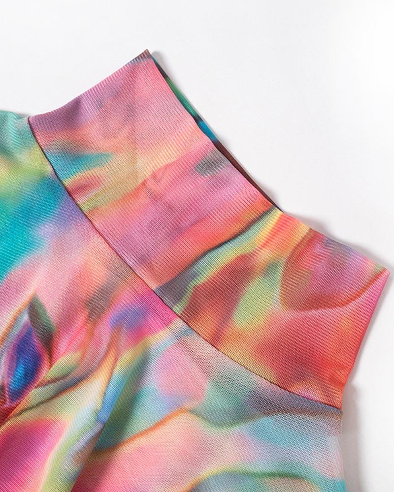 Candy-Colored Printed Long-Sleeve Bodysuit