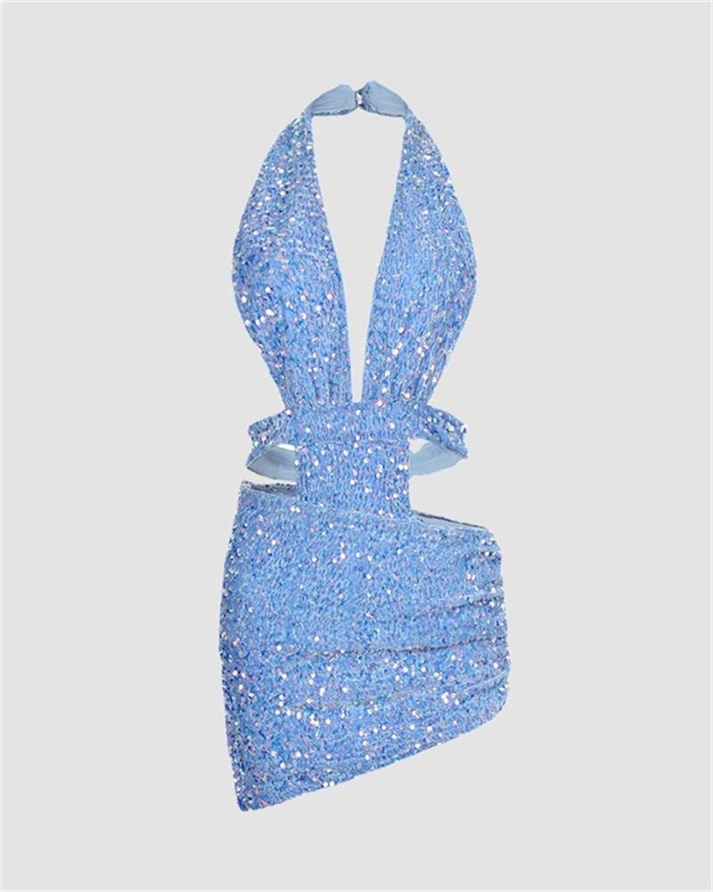 Sequin Halter Mini Dress