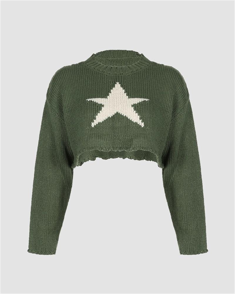 Vintage Star Crop Sweater