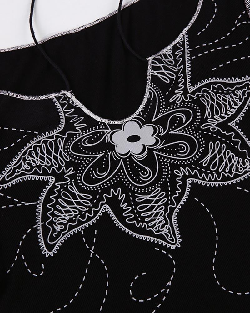 Grunge Style Flower Long-Sleeve T-Shirt