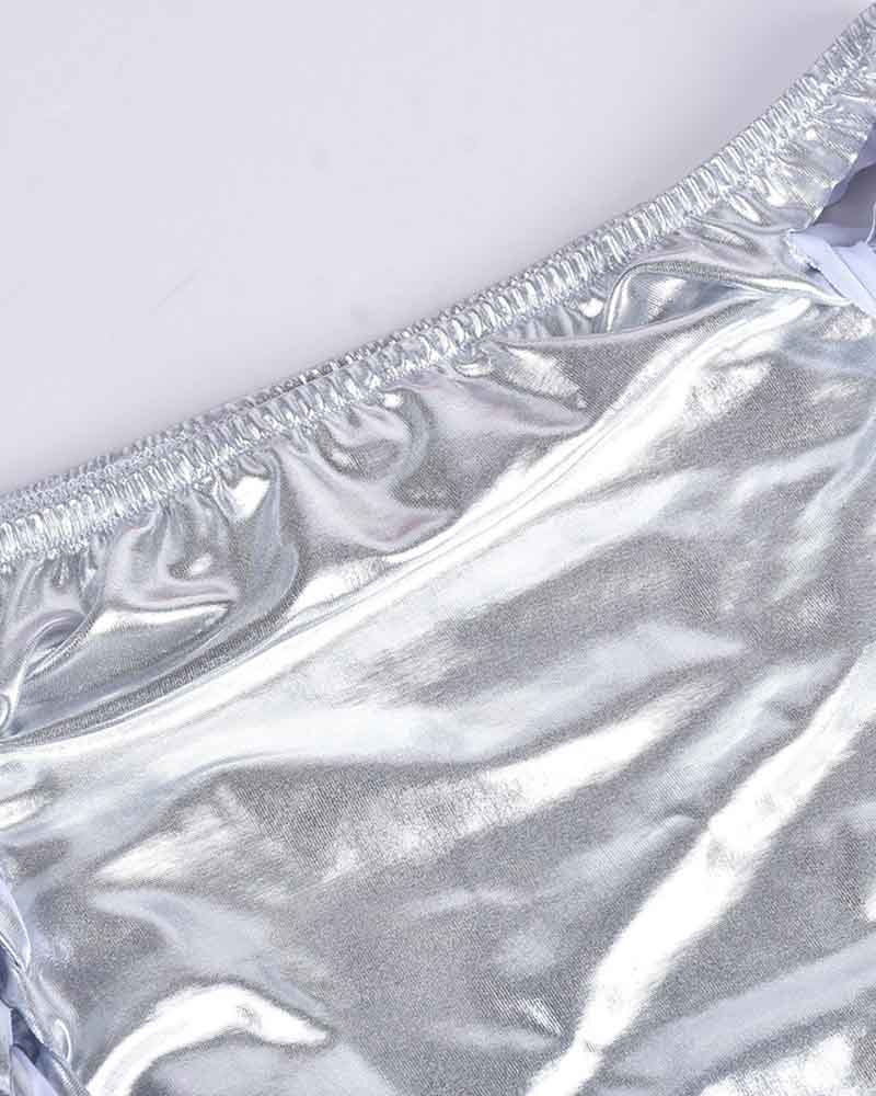 Shoelace Reflective Mini Skirt