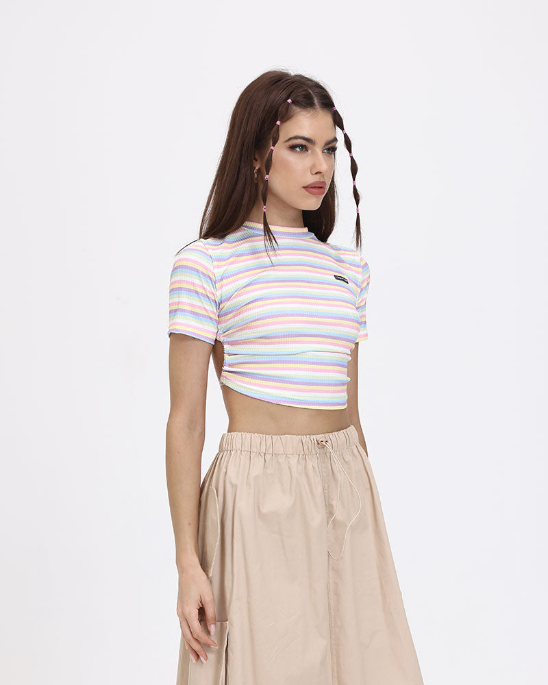 Cropped Pastel Rainbow T-shirt