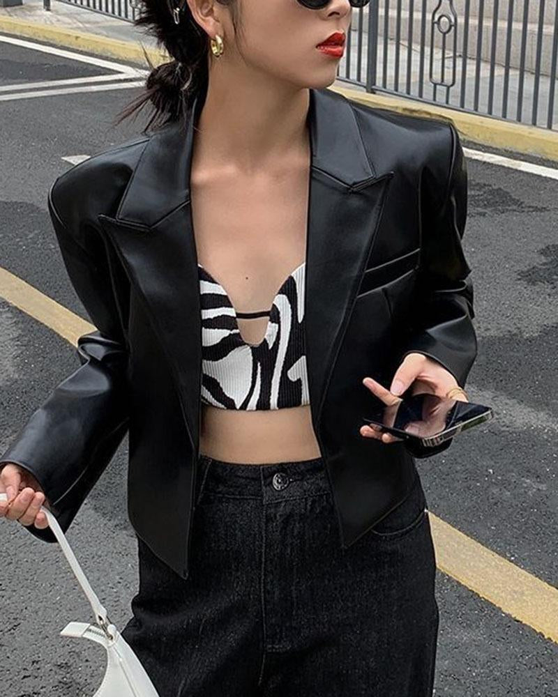 City Errand Vegan Leather Cropped Blazer