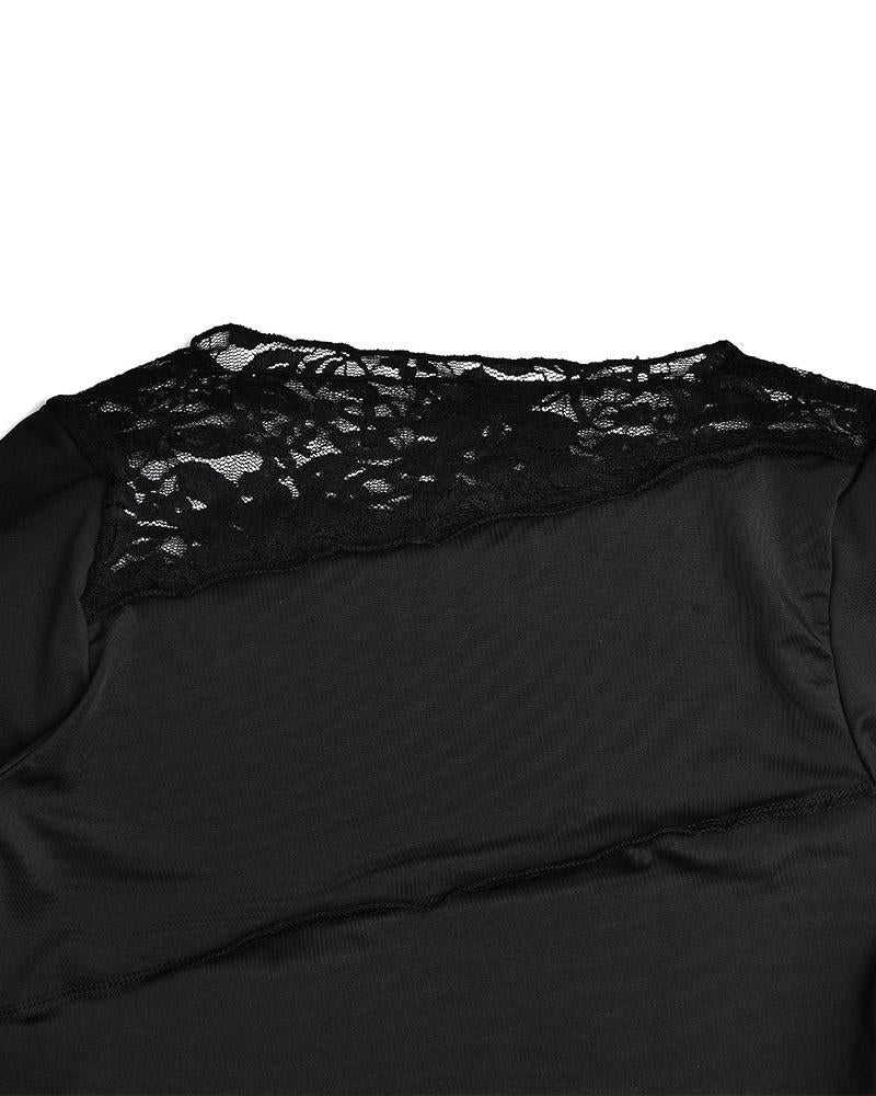 Lace Patchwork Long Sleeve T-Shirt