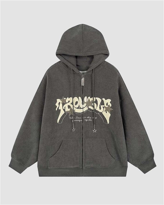 Retro Graffiti Embroidery Hoodie