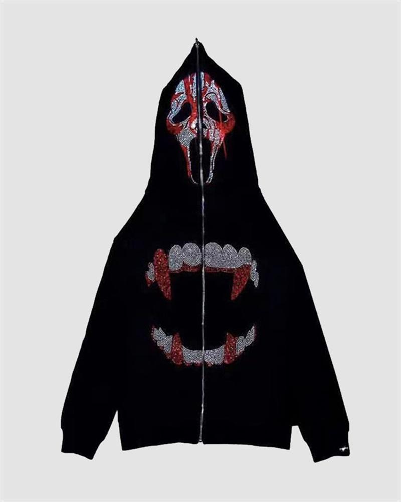 Halloween Skull Rhinestones Hoodie