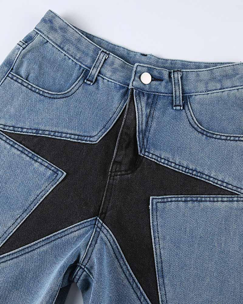 Occulus Star Denim High Waist Boy Shorts