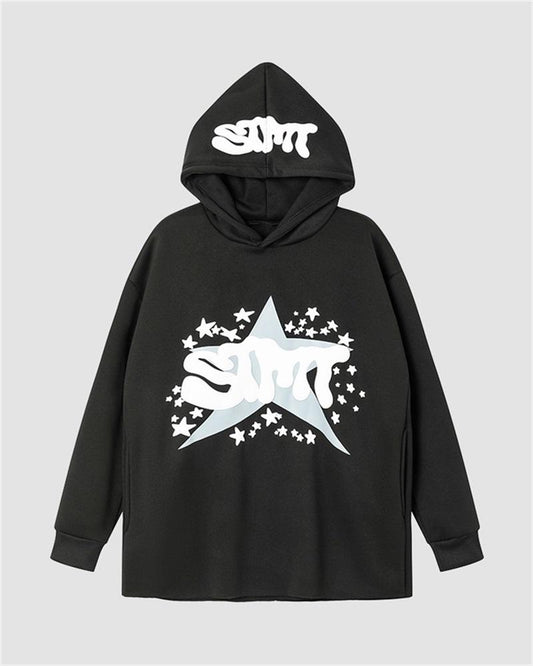 Star Graffiti Print Hoodies