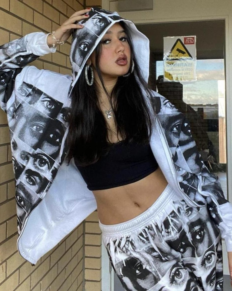 Eye Graphic Oversized Zip Hoodie