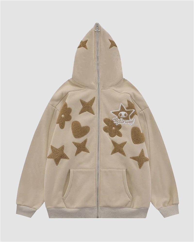 Star Embroidery Full Zip Hoodie