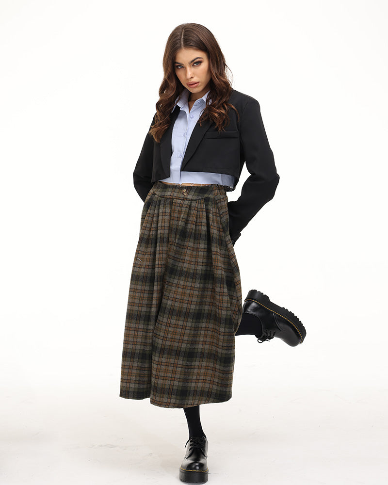 Lushingfell High Waist Plaid Skirt