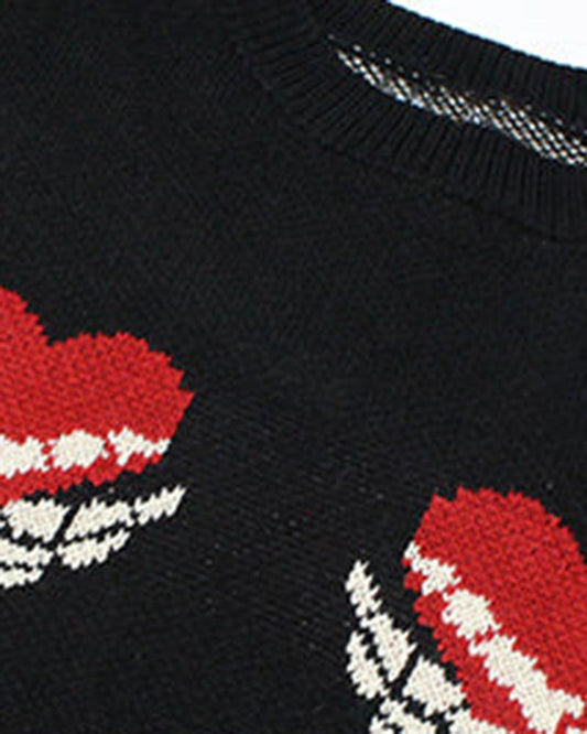 Halloween Skull Heart Sweater