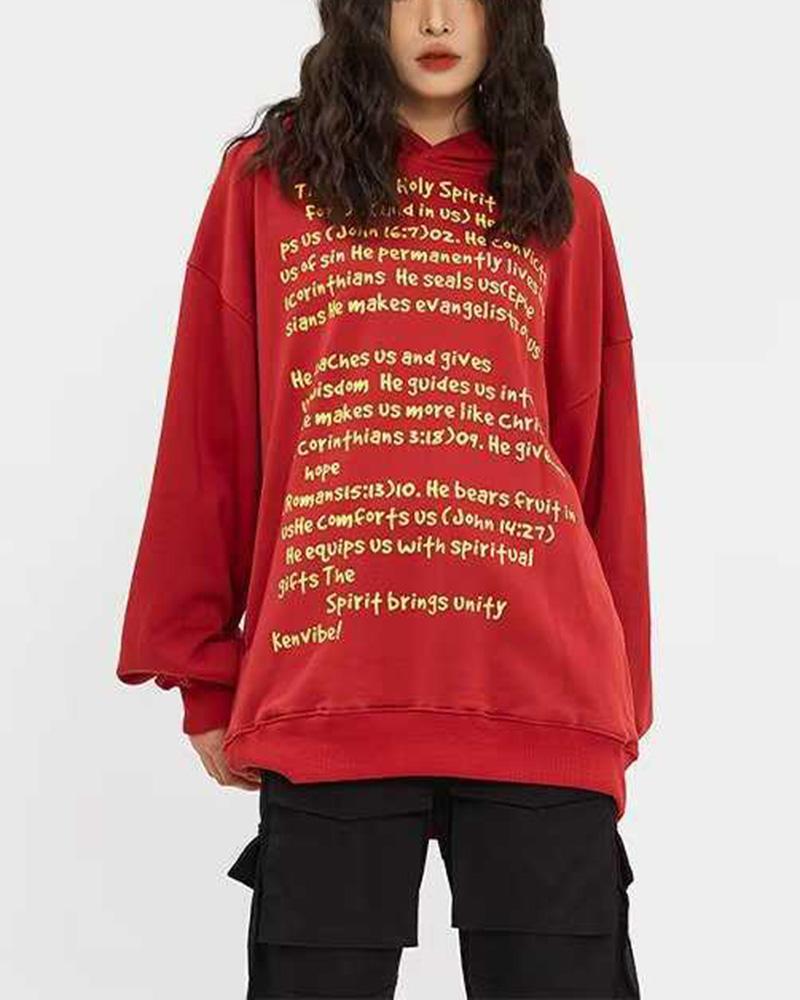 Retro Letter Print Hoodie