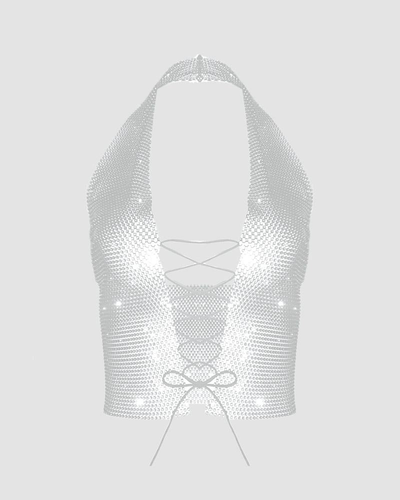 Rosmer Sequin Shoelace Corset