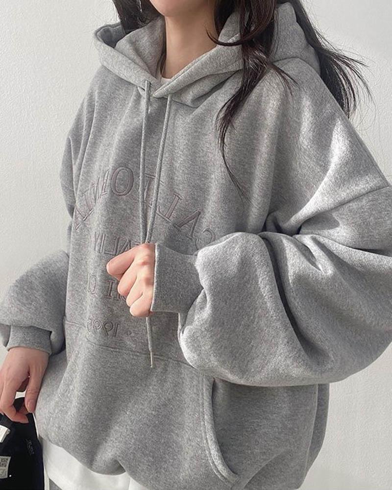 Embroidered Letter Oversized Hoodie