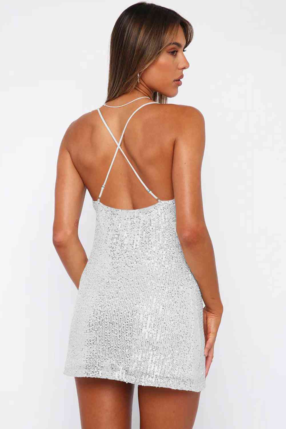 Sequin Starlight Cowl Neck Mini Dress