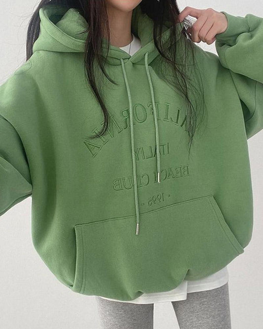 Embroidered Letter Oversized Hoodie