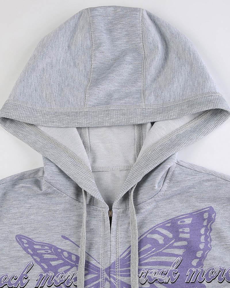 Butterfly Vintage Printed Hoodie