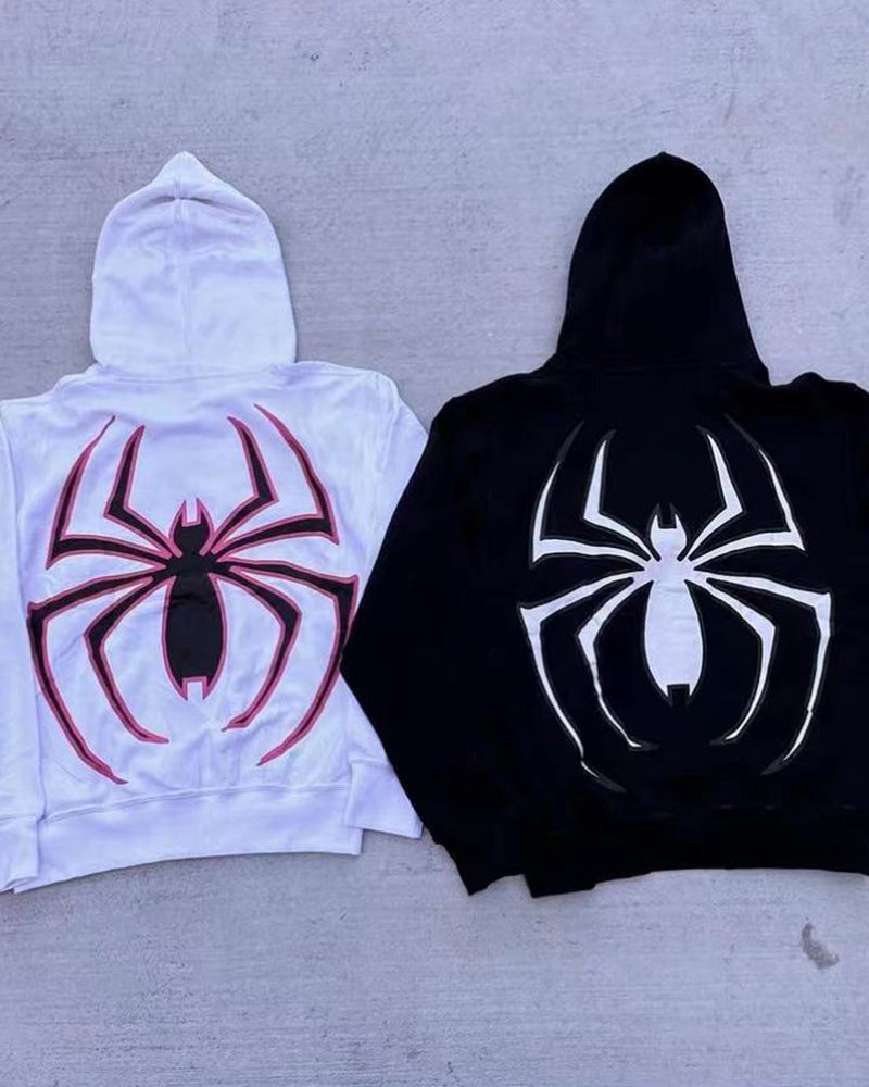 Spider Print Street Zip Up Hoodie