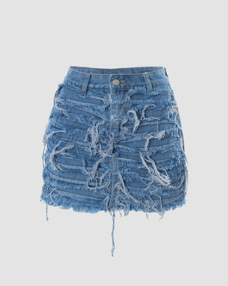 Rip-off Denim Skirt