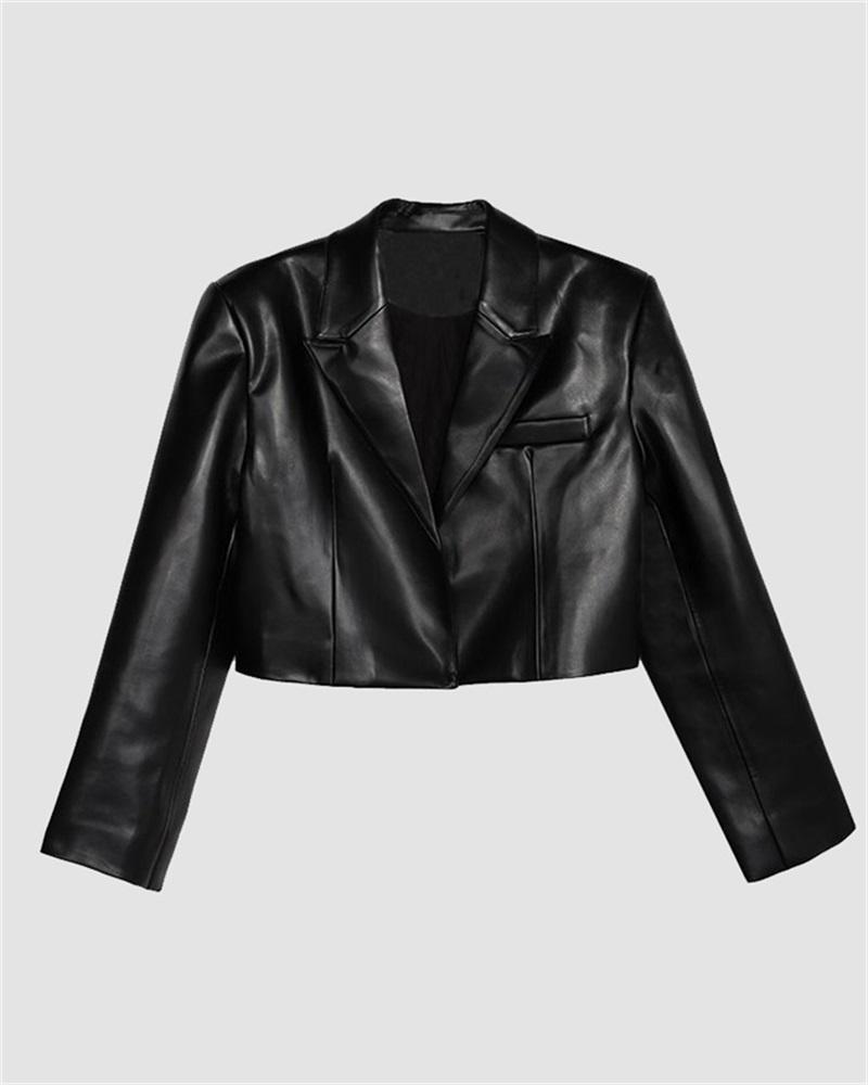 City Errand Vegan Leather Cropped Blazer