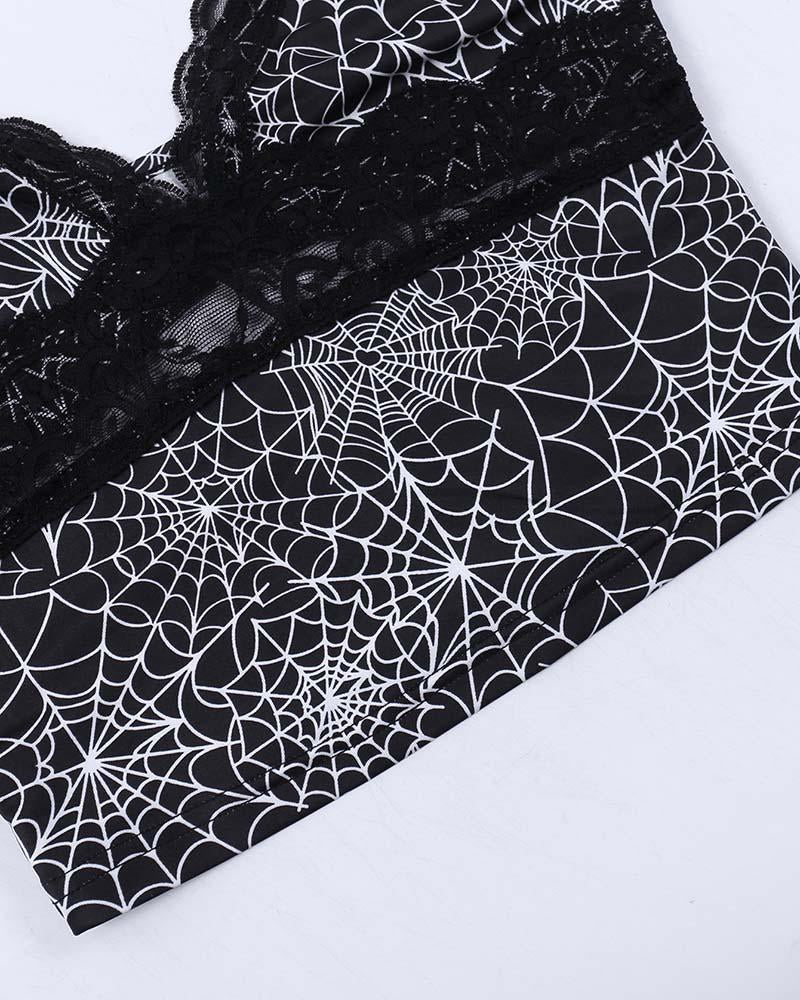 Halloween Spider Web Print Cami Top