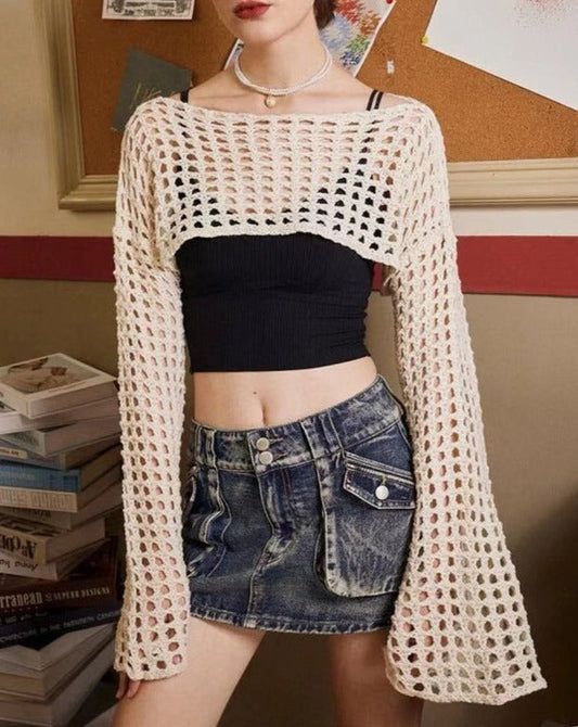 Hollow Out Knit Crop Top