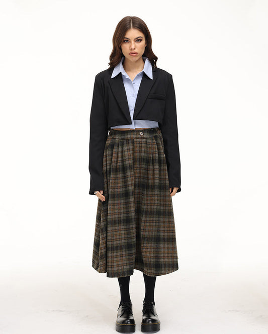 Lushingfell High Waist Plaid Skirt