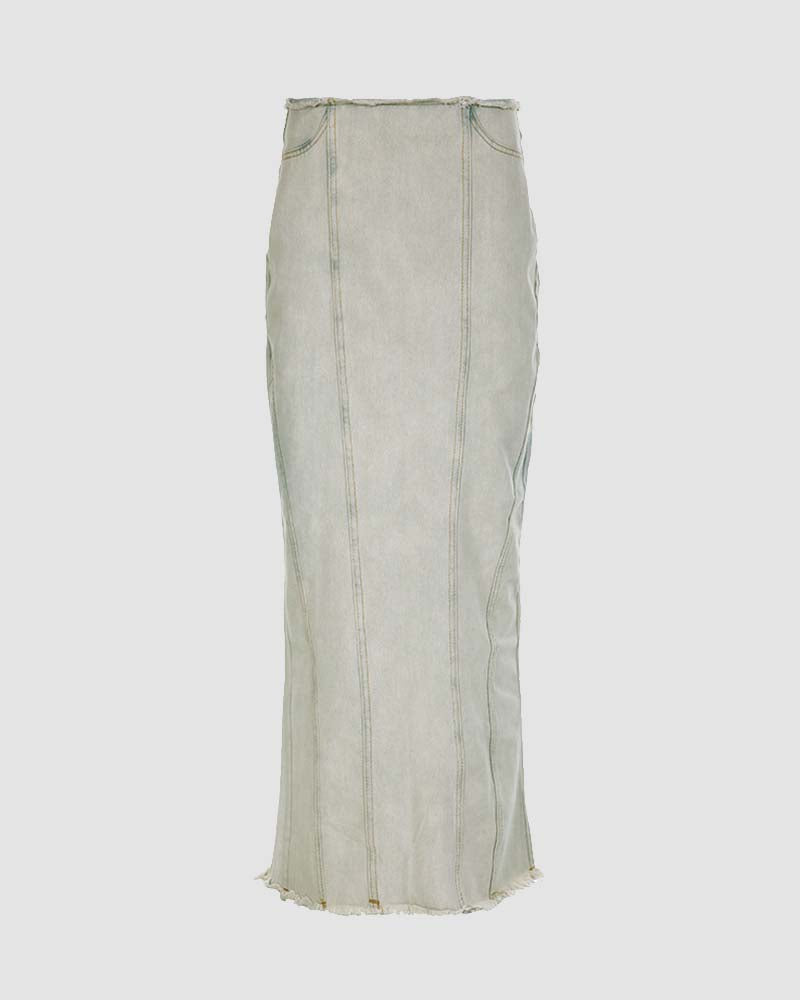 Dovehall Bleached Denim Skirt