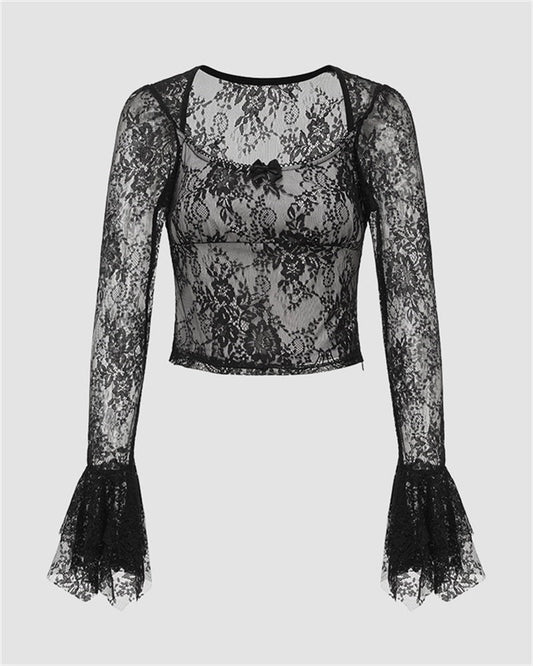 Halloween Gothic Rose Lace Top