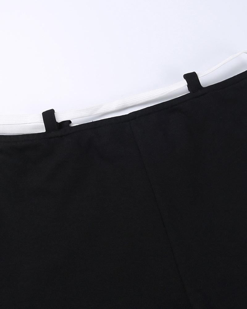 Shoelace Low-waist Short Skirt