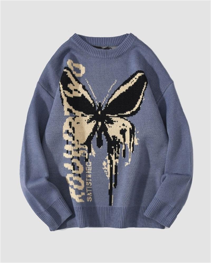 Butterfly Pattern Oversized Sweater