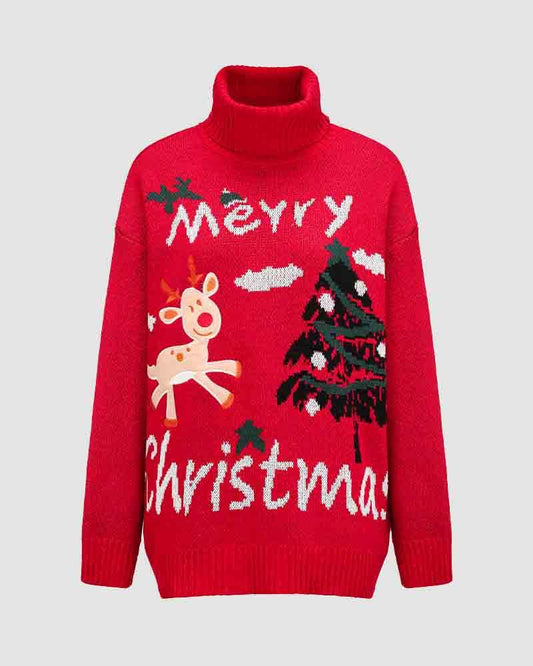 Merry Christmas High Neck Sweater