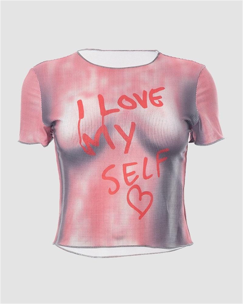 “I Love My Selfâ€?Letter Printed Spicy Girl Halloween Top