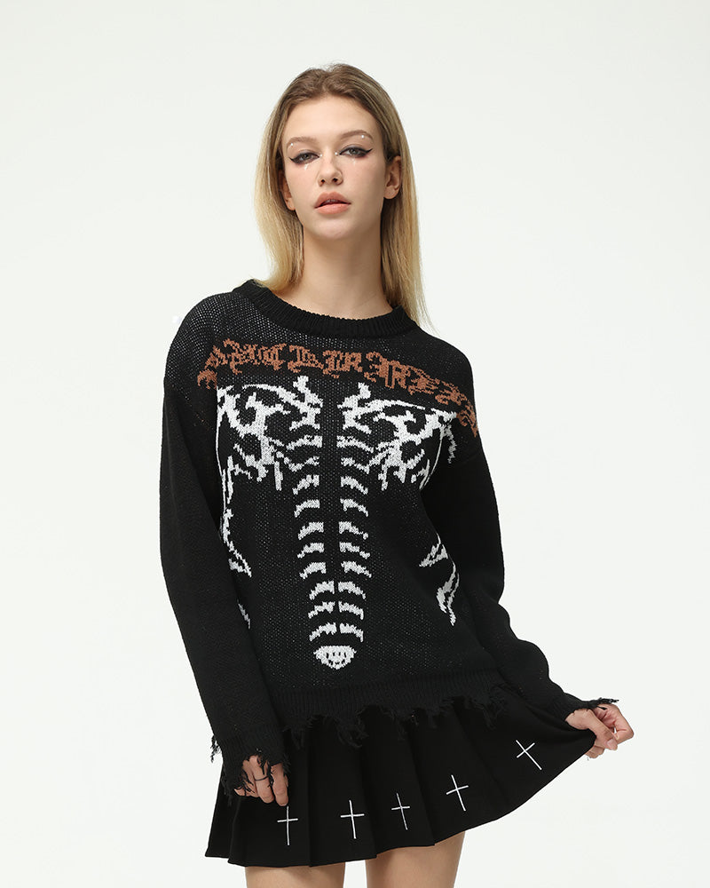 Caged Wings Distressed Oversized Jumper