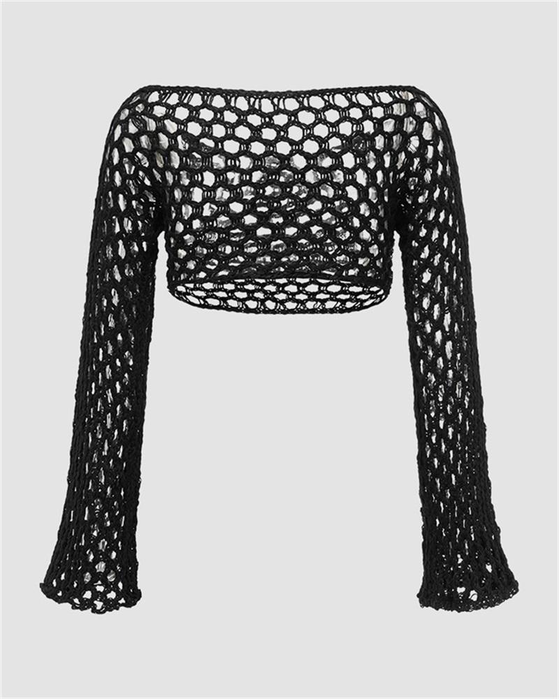 Dark Fishnet Crochet Bolero