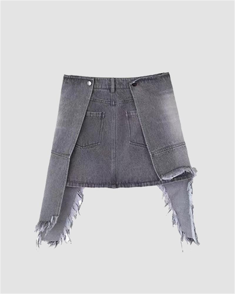 Split Wings Denim Skirt