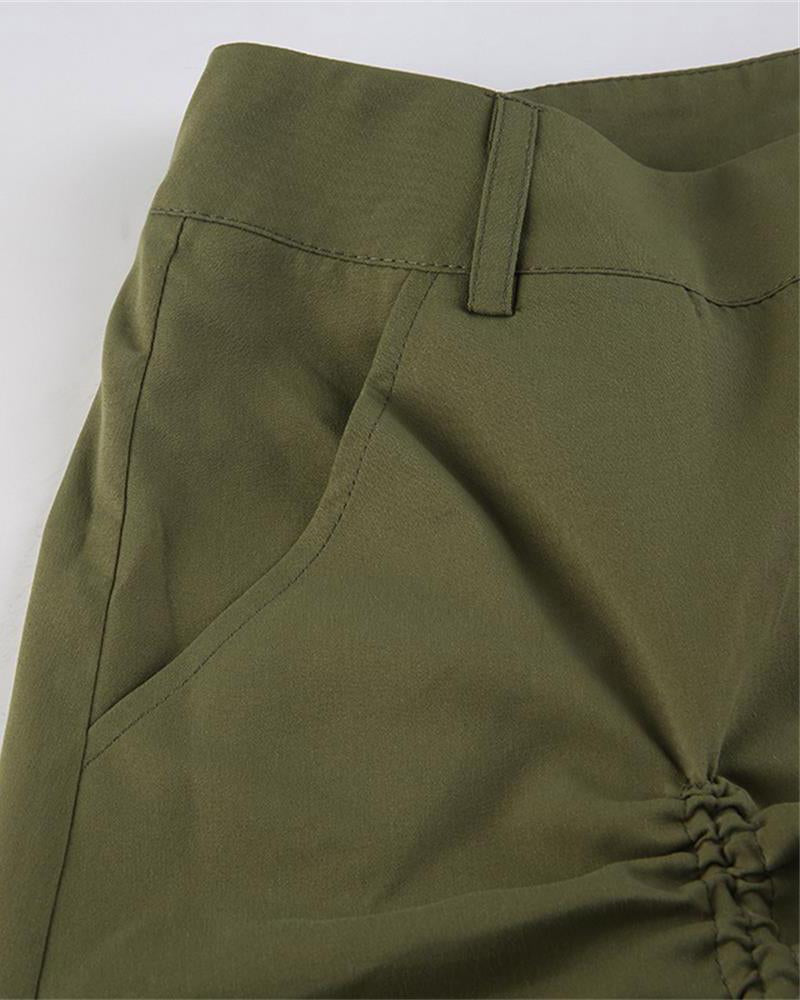 Undead Ruched Cargo Skirt with Belt