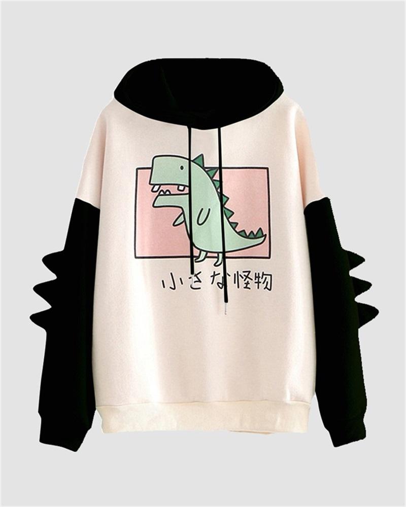 Dinosaur Horn Contrast Hoodie