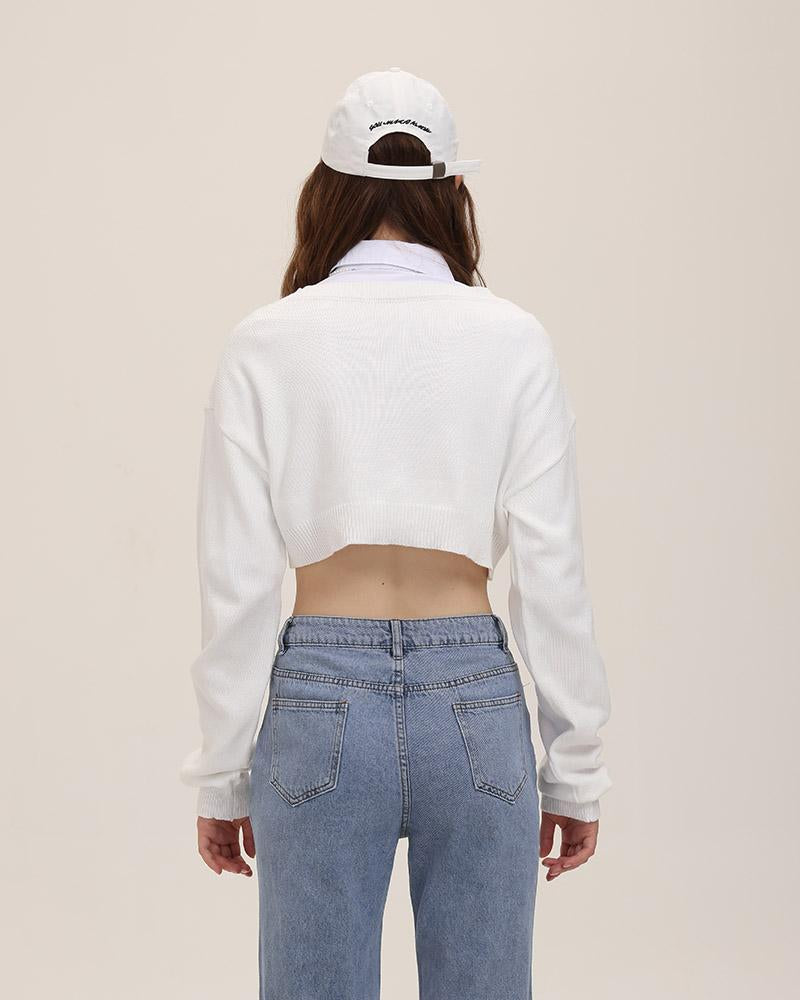 Tincture Cropped Knit Shirt Sweater