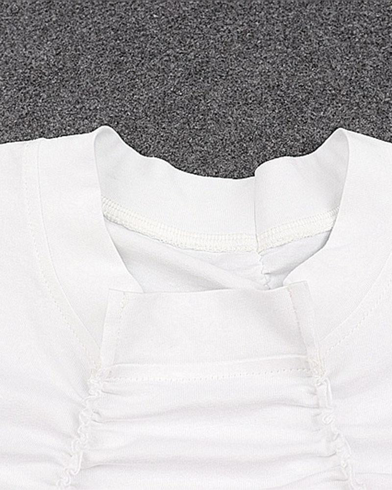 Double Pleated Cropped T-Shirt