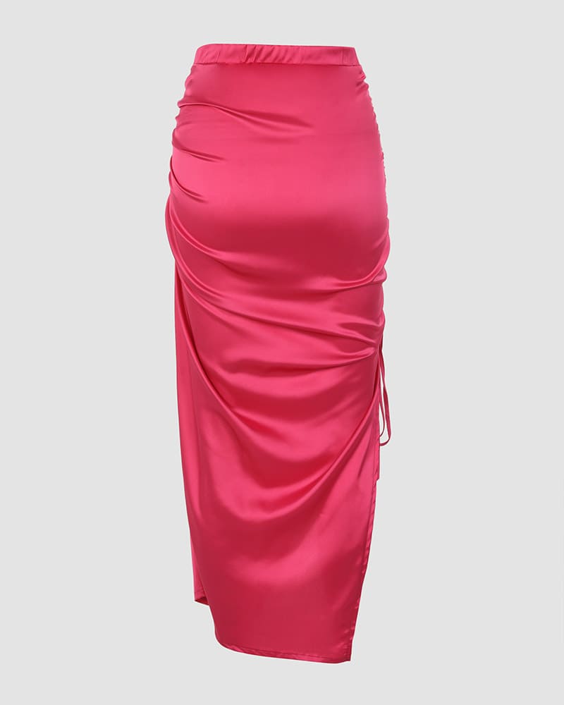 Flirty Ruched Slit Skirt